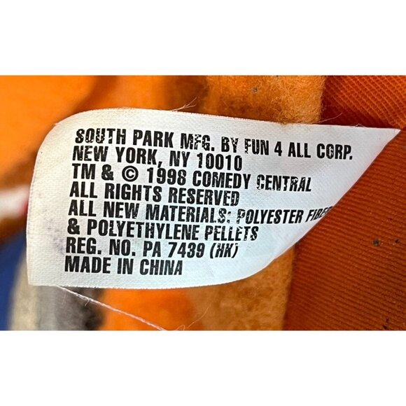 1998 South Park Plush Kenny McCormick Stan Marsh Jumbo Fun 4 All Large 15" - Picture 11 of 11